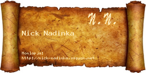 Nick Nadinka névjegykártya